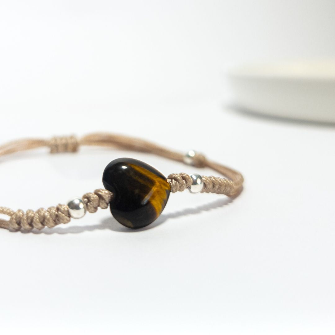 Pulsera Corazón Valiente - Ojo de Tigre