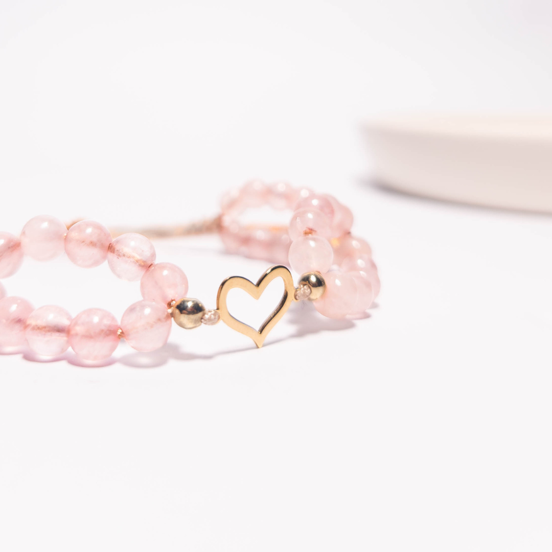 Pulsera Amor Propio - Cuarzo Rosa - Oro 18k