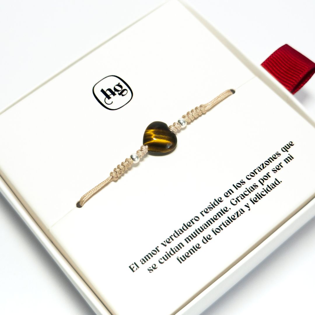 Pulsera Corazón Valiente - Ojo de Tigre
