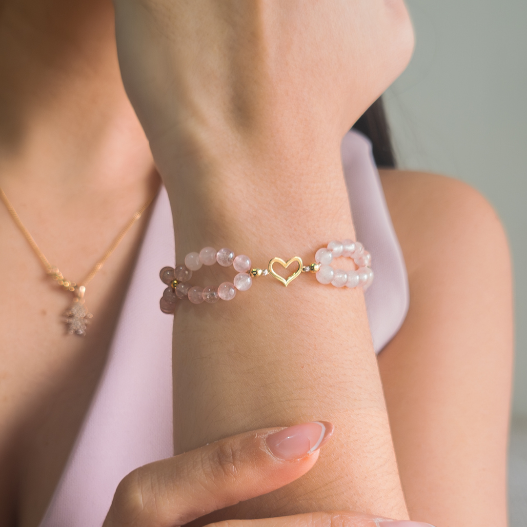 Pulsera Amor Propio - Cuarzo Rosa - Oro 18k