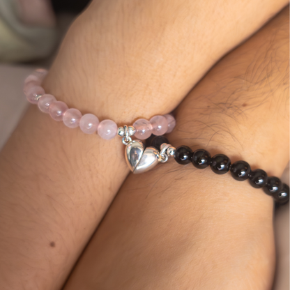 Corazón Dual - Cuarzo Rosa & Onix