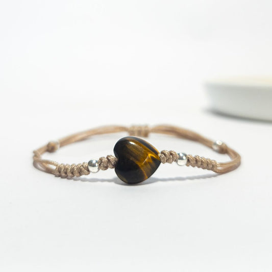 Pulsera Corazón Valiente - Ojo de Tigre