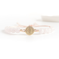 Pulsera San Benito - Cuarzo Rosa - Oro 18k