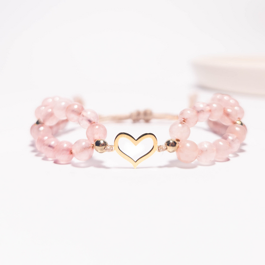 Pulsera Amor Propio - Cuarzo Rosa - Oro 18k