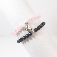 Corazón Dual - Cuarzo Rosa & Onix
