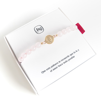 Pulsera San Benito - Cuarzo Rosa - Oro 18k