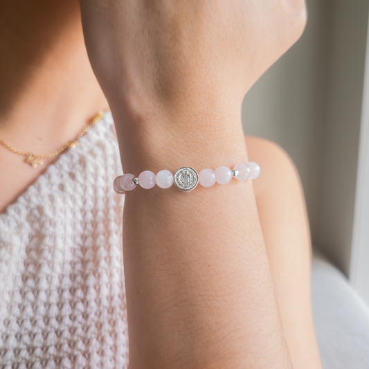 Pulsera San Benito - Cuarzo Rosa