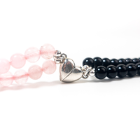 Corazón Dual - Cuarzo Rosa & Onix