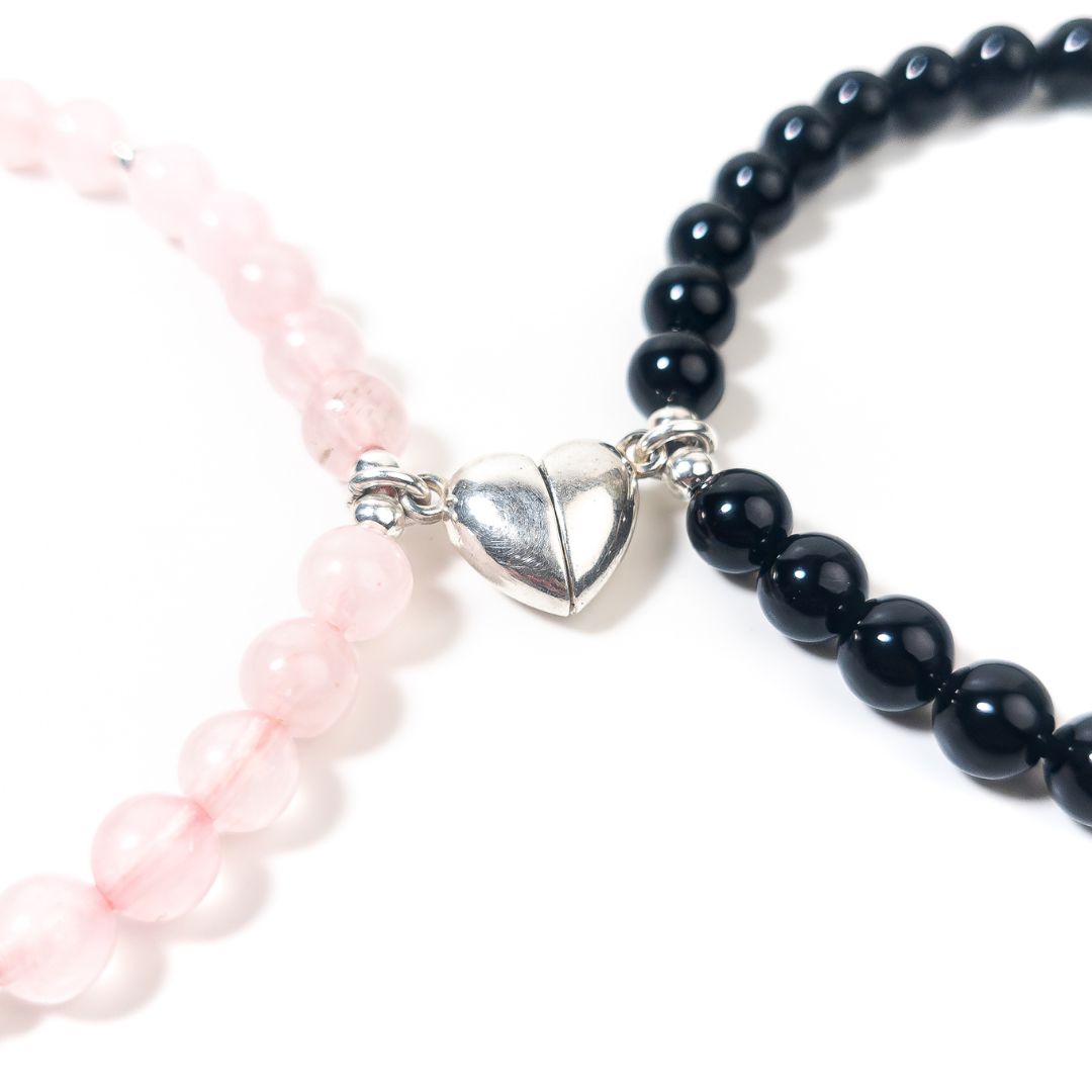 Corazón Dual - Cuarzo Rosa & Onix