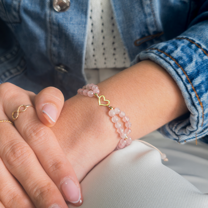 Pulsera Amor Propio - Cuarzo Rosa - Oro 18k