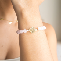 Pulsera San Benito - Cuarzo Rosa - Oro 18k